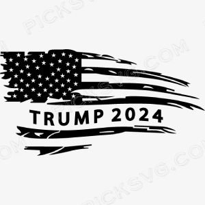 American Flag Trump 2024 Black Svg American Flag Trump 2024 Black Svg - Patriotic And Flags