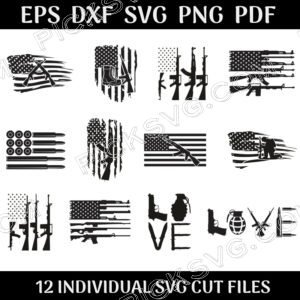 American Gun Flag Bundle Svg