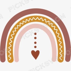 Boho Rainbow Heart And Dot Svg