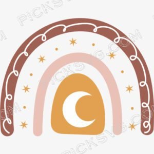 Boho Rainbow Moon Svg