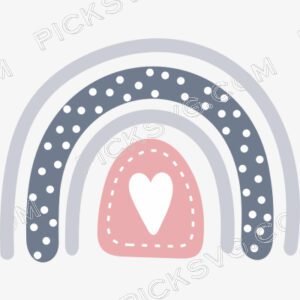 Boho Rainbow With Heart Svg