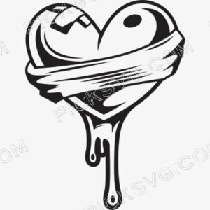Broken Heart Bandage SVG Black