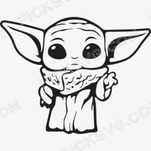 Cute Baby Yoda Black Svg - Cartoon Characters Svg