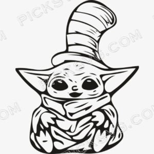Cute Yoda Dr Seuss Day Black Svg - Cartoon Characters Svg