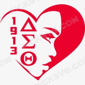 Delta Sigma Theta 1913 Heart Face Svg