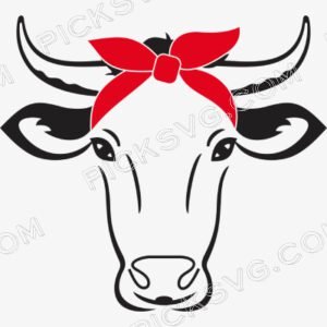 Face Cow Bandana Bow Svg - Animal Svg