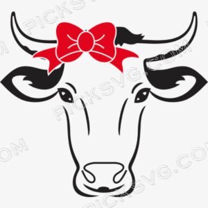 Face Cow Bandana Bow Svg - Animal Svg