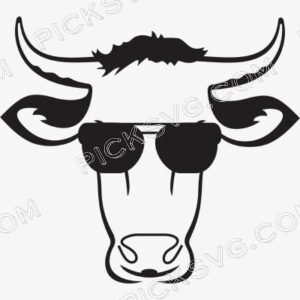 Face Cow Bandana Glasses Svg - Animal Svg