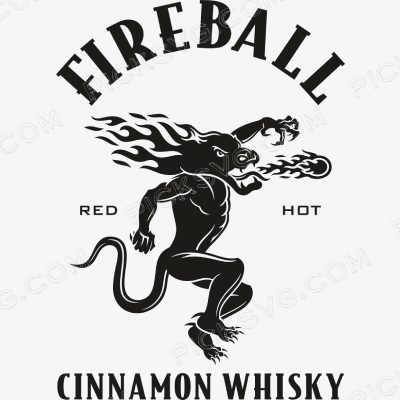 Fireball Red Hot Cinnamon Whisky Black Fireball Whisky Svg - Brands Logos SVG