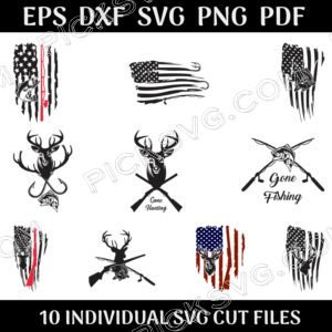 Fishing Hunting Flag Bundle Svg