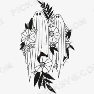 Floral Ghost Vector file - Cartoon Characters Svg