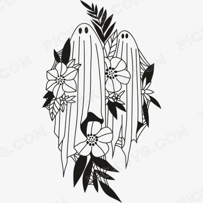Floral Ghost 1 Floral Ghost Vector file - Cartoon Characters Svg
