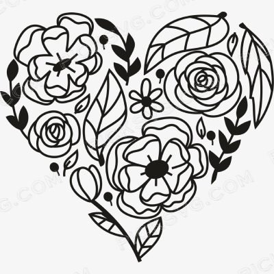Floral Valentines Day Heart Floral Valentines Day Heart Svg - Miscellaneous SVG