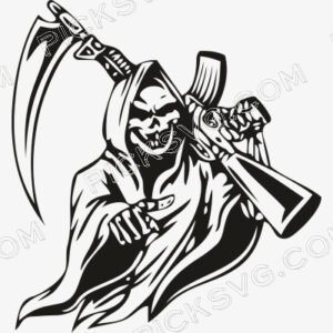 Grim Reaper AK 47 Svg - Cartoon Characters Svg