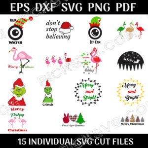 Grinch Flamingo Christmas Bundle Svg