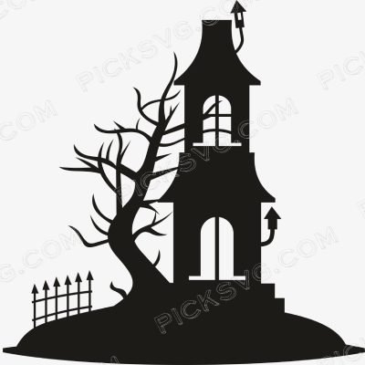 Haunted House Tree Svg - Miscellaneous SVG