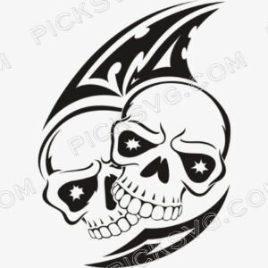 Human skull tattoo vintage