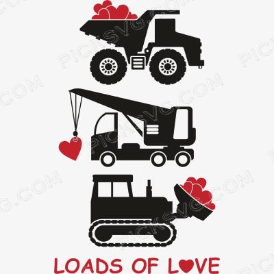Loads of Love Construction Vehicles Valentines Day Loads of Love Construction Vehicles Valentines Day Svg - Miscellaneous SVG