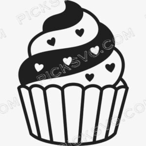 Muffin Cake Heart Black Svg - Miscellaneous SVG