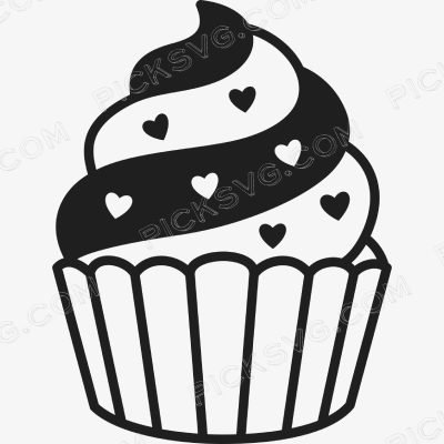 Muffin Cake Heart Black Muffin Cake Heart Black Svg - Miscellaneous SVG