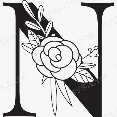 N Floral Capital Alphabet N Floral Capital Alphabet Svg - Miscellaneous SVG