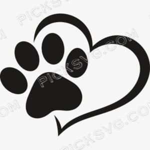 Paw Black Heart Svg - Animal Svg