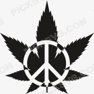 Pot Leaf Circle Black Svg - Miscellaneous SVG
