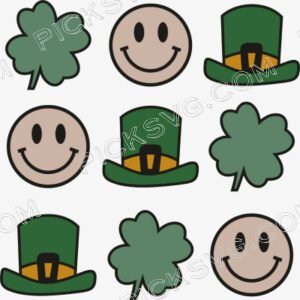 St Patricks SVG Smiley Shamrock
