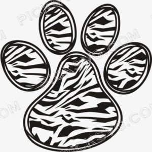Tiger Stripes Paw Print Black Svg - Animal Svg