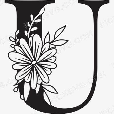 U Floral Capital Alphabet U Floral Capital Alphabet Svg - Miscellaneous SVG