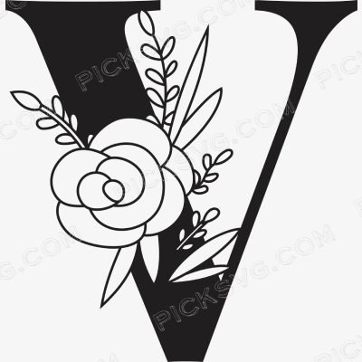 V Floral Capital Alphabet Svg - Miscellaneous SVG