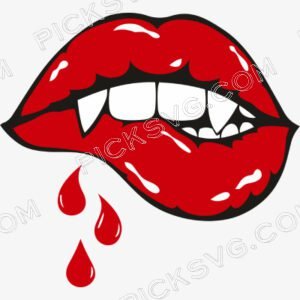 Vampire Biting Lips Svg - Miscellaneous SVG