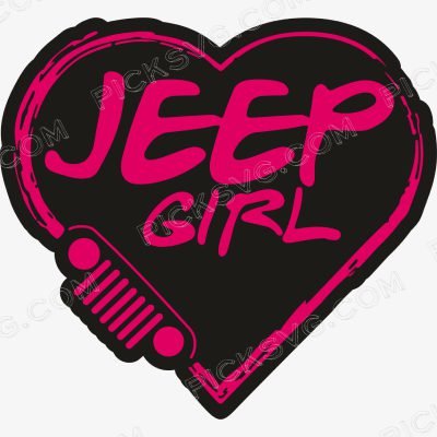 jeep Girl Heart Black Jeep Girl Heart Black Svg - Motor logos SVG