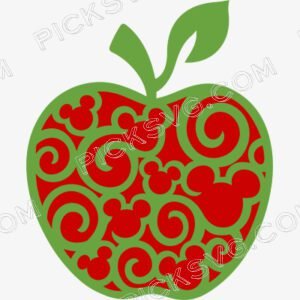Mickey Mouse Swirly Apple Svg - Cartoon Characters Svg
