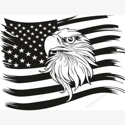 American Flag With Eagle Black SVG American Flag With Eagle Black SVG - Patriotic And Flags