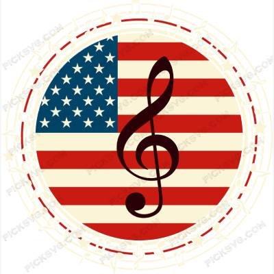 American Flag with Music Symbol SVG American Flag with Music Symbol SVG - Patriotic And Flags