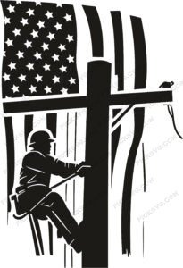 American Lineman Depicted with Flag Draped SVG - Fraternity Sorority