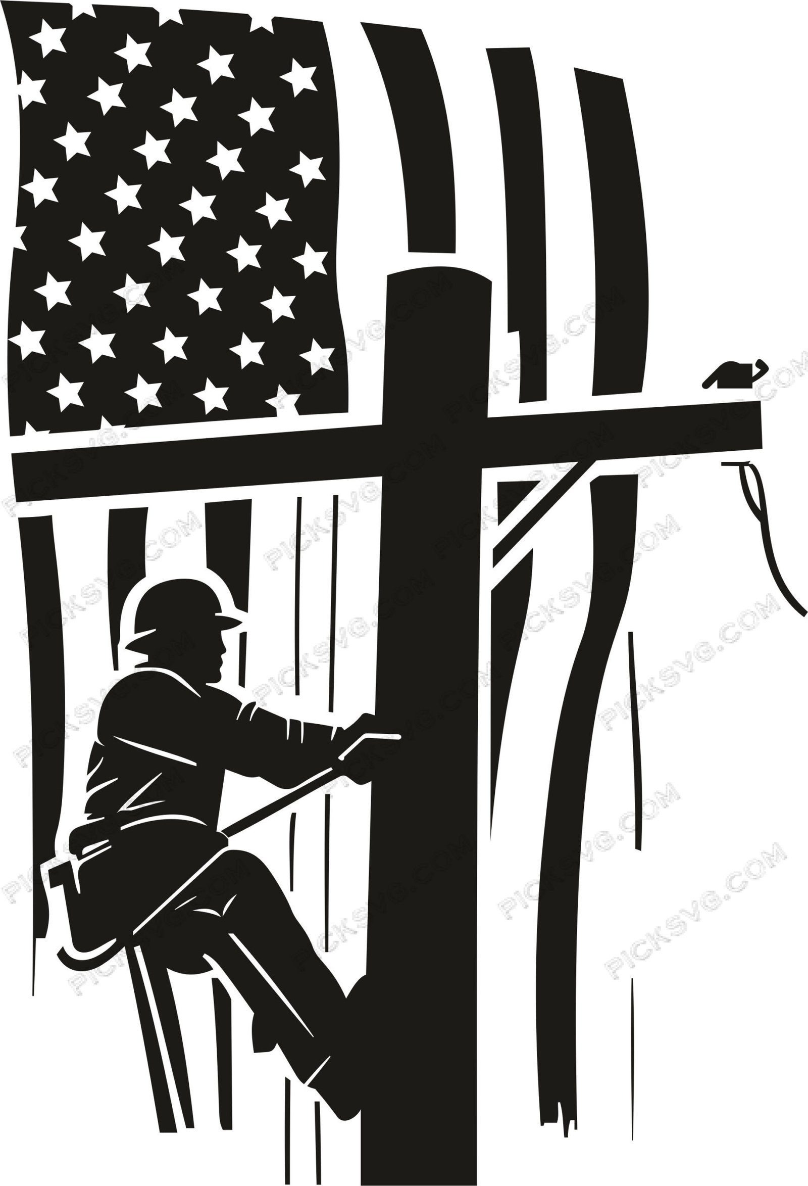 American Lineman Depicted with Flag Draped Svg American Lineman Depicted with Flag Draped SVG - Fraternity Sorority