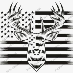 Deer Head Distressed US Flag SVG - Animal Svg