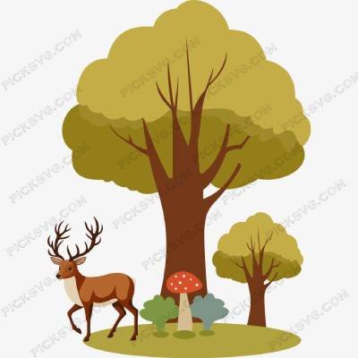 picksvg - Deer in Forest Svg Deer in Forest SVG - Animal Svg