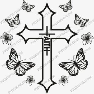 picksvg - Faith with Cross Butterfly SVG
