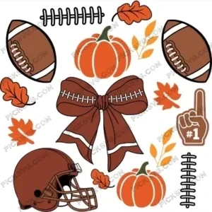 Fall Football And Coquette Bows SVG