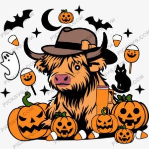 Halloween Highland Cow Svg